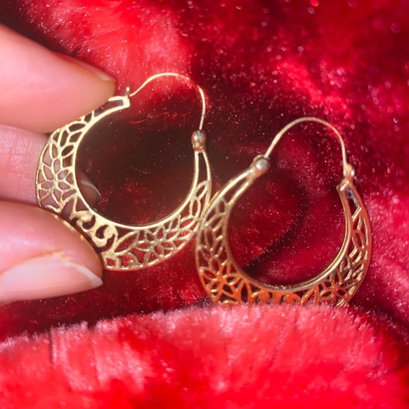 M14K REAL GOLD HANDMADE DIME SIZE CUBAN HOOP EARRINGS - Picture 1 of 13